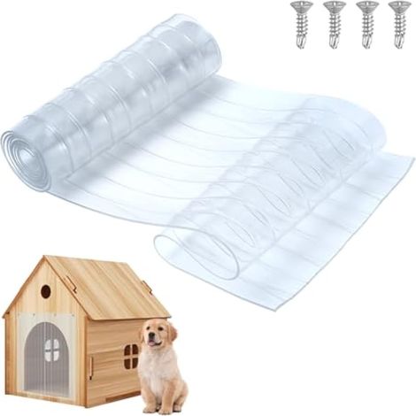 Volets de rechange pour porte de chien – Bandes de rechange durables en vinyle transparent et sûr avec une bonne isolation pour niche, chat, poulailler (1,5 m x 20,8 cm) (1/5)
