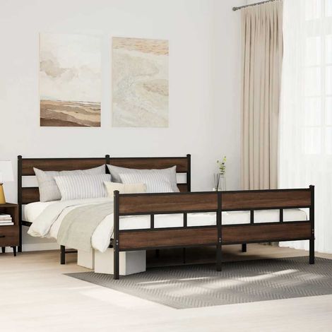 Metallbett ohne Matratze Braun Eichen-Optik 200x200 cm