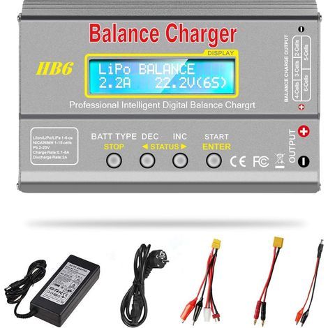 80W 6A Chargeur de Balance Déchargeur pour Batterie LiPo/Li-ION/Life (1-6S), NiMH/NiCd (1-15S), Chargeur de Balance Rc Hobby LED avec Adaptateur Secteur (1/5)