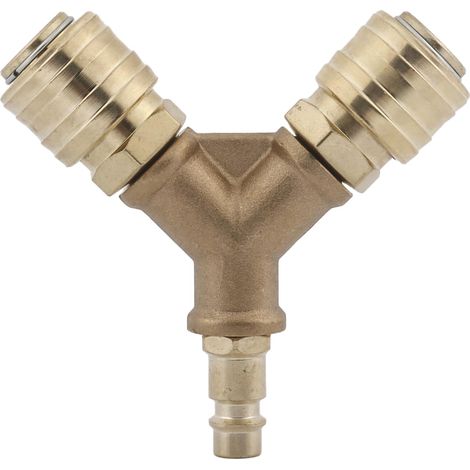 Distributeur rapide pour tuyau d'air 1/4 pouce — Avec embout mâle fileté en laiton (Norme NW7.2), pour raccords rapides en Y à air comprimé (1/5)