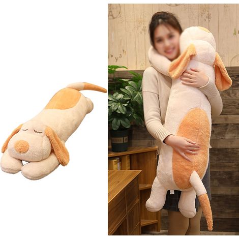 Peluche Chien Unisexe en Coton PP Confortable Coton Laine Mignonne Oreiller Long pour la Maison Beige 60cm/23.6in (1/5)