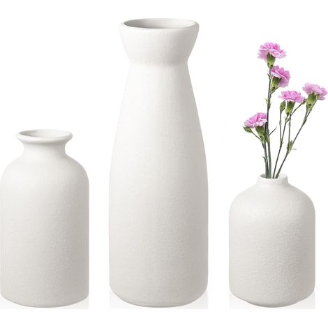 3 Vases Décoratifs Céramiques Blancs, Décoration Table et Mur (1/5)