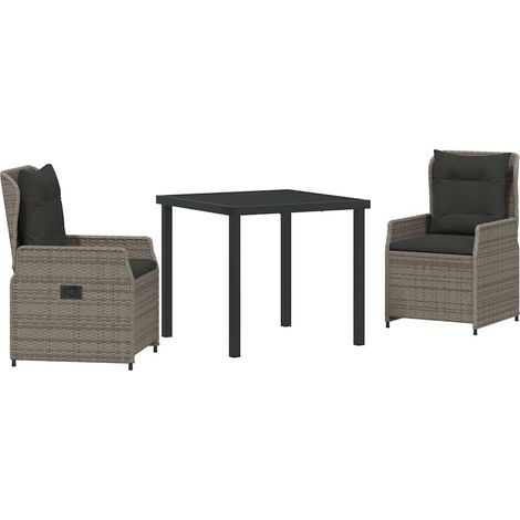 Maison Exclusive - Set da Pranzo per Giardino 3 pcs Grigio polyrattan (1/5)