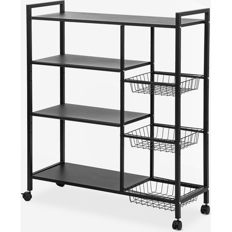 Carrello cucina portafrutta con ruote 4 scaffali 90x32x108cm Faris Plus