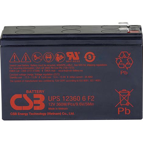 CSB Battery UPS 123606 high-rate UPS123606F1F2 Bleiakku 12 V 7 Ah Blei-Vlies (AGM) (B x H x T) 151 x