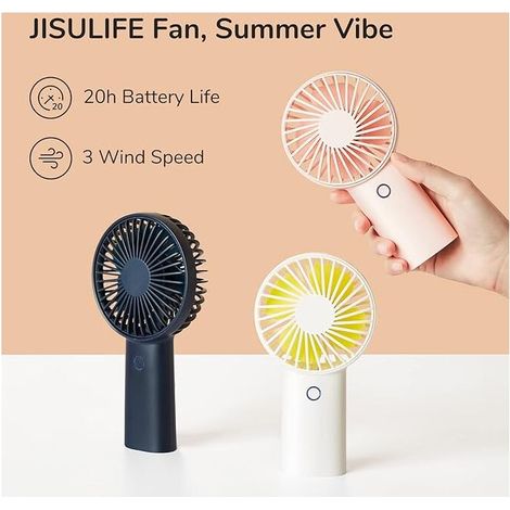 6000mAh Ventilateur à main, Ventilateur Portatif, Petit Ventilateur Rechargeable USB [temps de travail 5-20H] ventilateur personnel à piles avec 3 vitesses pour extérieure/bureau-bleu (1/4)