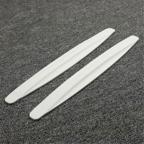 Protecteurs de pare-chocs PVC anti-collision pour voiture 2 pièces, protection des angles résistante à l'eau, finition fibre de carbourn blanc style. (1/4)
