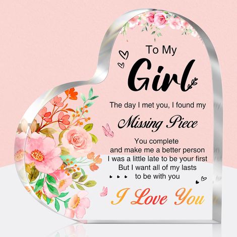 Plaque en acrylique cœur décoratif à poser, idée cadeau souvenir famille amis（10 cm) (1/4)