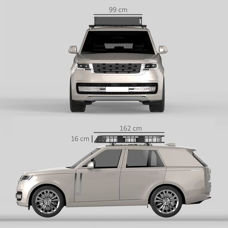 Dachgepäckträger Auto Dachkorb aus Metall 162x99x16cm Universal Gepäckträger Dachträger Tragfähigkeit von 100 kg Gepäckkorb für Camping, Grillen, Autoreisen Schwarz (1/5)