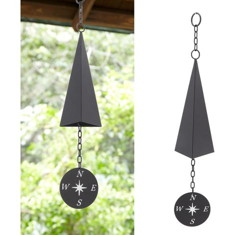 Carillon Vent Métal Triangle avec Boussole - Décoration Murale Extérieure pour Jardin, Terrasse, Porche (1/5)