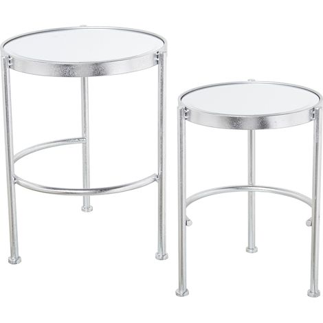 Set von 2 Silber- und Mirror -Metalltabellen 42x52cm+° 37x49cmpour Alle Stile, um dem Haus eine Note zu verleihen (1/5)