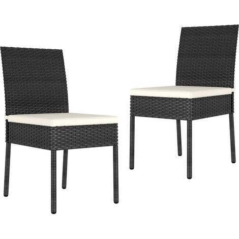 Lot de 2 Chaises de salle à manger de jardin - Chaises à dîner de jardin Résine tressée Noir BV316301 - BonneVie (1/5)