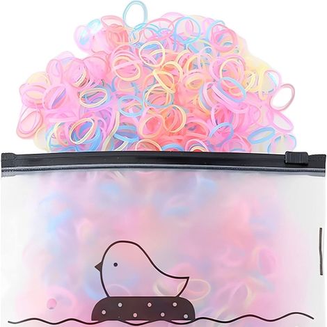 1 Serre-tête,large épais élastique durable,500 mini élastiques colorés variés,coiffure enfant mariage quotidien (1/5)