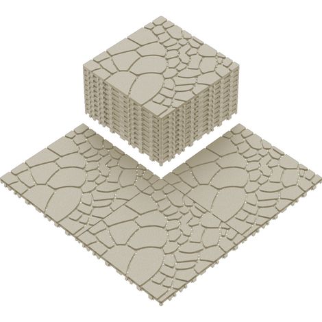 44 losetas de exterior encajables efecto piedra 30,5 x 30,5 cm PP beige OKWISH (1/5)
