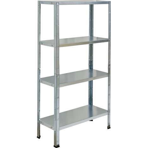 SCHULTE Regalwelt Rayonnage emboîtable avec 4 tablettes PowerMAX, charge utile 50 kg, 137x75x30 cm (HxLxP), galvanisé, rayonnage de stockage, rayonnage d’atelier, rayonnage de cave, rayonnage de garag (1/4)