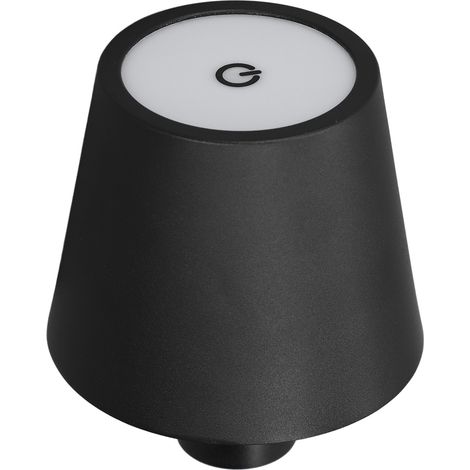 Lampe bouteille LED, 3 températures de couleur, intensité variable, batterie 1500 mAh, sans fil, rechargeable, tactile, idéale pour la chambre (noir). (1/5)