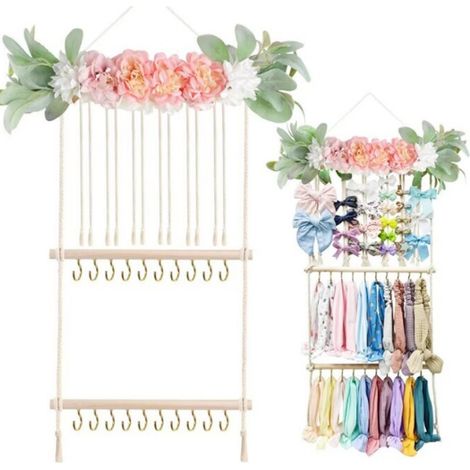 [Wandorganizer] Ander Online 35x75cm (Pink) 1 Stück Clip-on Aufbewahrungsleiste mit Wildblumenmuster