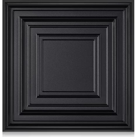 Juego de 33 piezas de papel pintado para techo, paneles de techo de PVC de 30x30 cm, paneles de pared 3D, para paredes de fondo de TV (negro) (1/5)