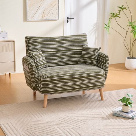 Sofa Zweisitzer 121x815x87cm modern Boucle Olivgruen OKMYHOME (1/5)