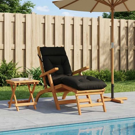 vidaXL Coussin de transat VIANEN 100 % polyester Noir 200 x 50 x 8 cm (1/5)