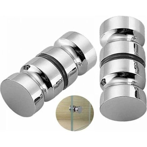 2 Pack Shower Door Handles Bath Shower Door Handle 30mm Polished Chrome Replacement Door Handles Durable Stainless Steel Round Glass Door Handle (1/5)