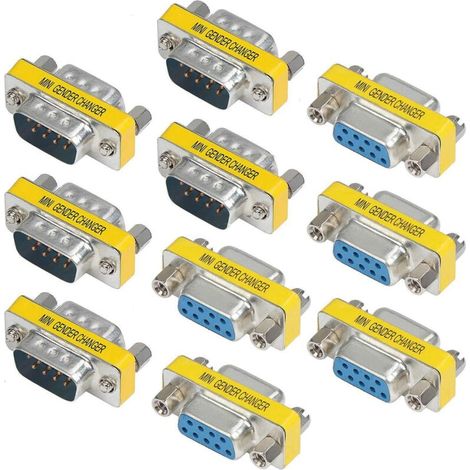 10 Pièces 9 Broches RS-232 DB9 Mâle à Mâle/Femelle à Femelle Câble Série Changeur de Sexe Adaptateur de Coupleur (1/4)