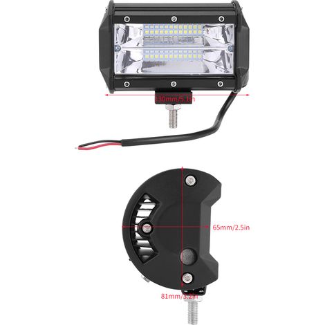 Lot de 2 barres LED 24 LED 72W 5 pouces, phare de travail anti-éblouissement pour camion tracteur tout-terrain, 10-30V (1/5)