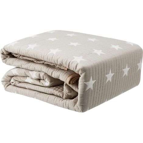 Couvre-lit léger Bouti 10 pour lit Double de 150 cm Couvre-lit étoiles lit 150 Taille de Couette 250 x 270 cm, Couleur Beige (1/5)