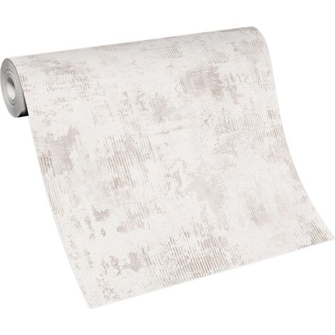 Papier peint imitation béton beige crème moderne Tapisserie tendance uni blanche idéale entrée Papier peint effet ciment pour style industriel (1/5)