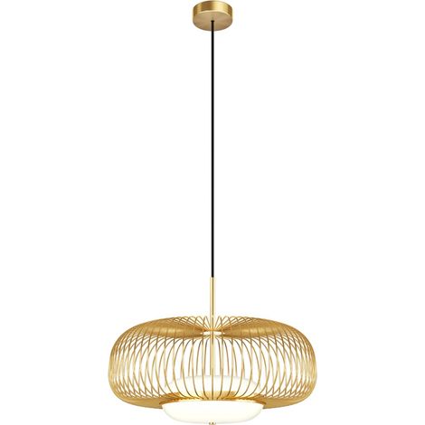 Maytoni Levitation Lampadario moderno a sospensione con struttura in filo metallico, ottone, 3000K, 500lm, paralume bianco (1/5)