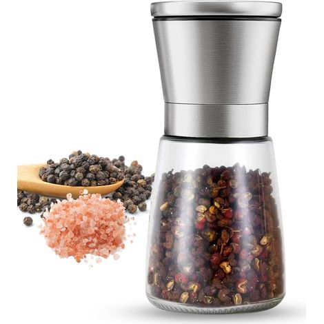 Salière ou poivrière inox moulin manuel réglable sel poivre 1 pièce (1/5)