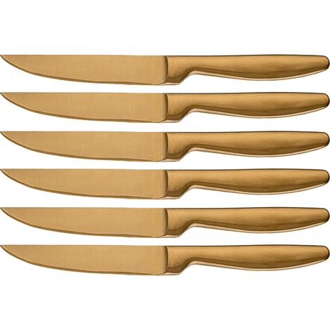 Set 6 Coltelli da Tavola Lama Liscia in Acciaio Inox Jacob Oro (1/2)