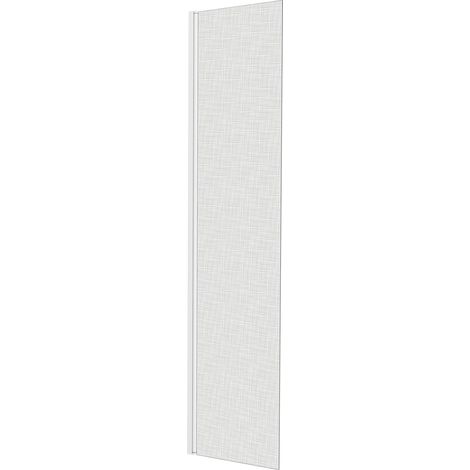 KINEDO - Volet Pivotant pour Paroi Douche Solo Design - Verre de Sécurité 6 mm avec décor tissage blanc + Profilé Alu Finition Blanc - Traité Anti-Calcaire - Fabriqué en France - L.45 cm x H.200 cm (1/5)