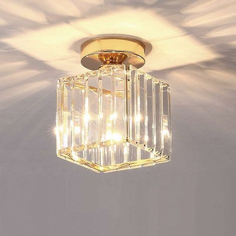 Lampadario moderno a sospensione in cristallo e metallo, paralume a LED, lampada a sospensione E27, lampada da soffitto quadrata per camera da letto, soggiorno, corridoio, cucina, bagno, sala da pranz (1/5)
