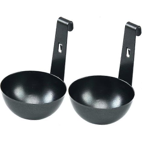 Cuiseur à œufs pochés (2 pièces) - Cuiseur à œufs vapeur pour micro-ondes - Acier inoxydable noir (1/5)