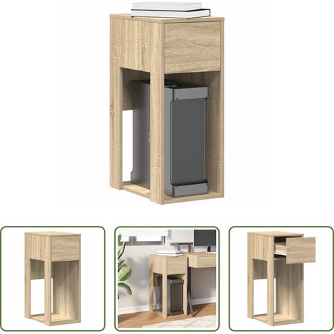 vidaXL Armoire informatique - Support de tour d'ordinateur et tiroir chêne sonoma 30x44x74 cm (1/5)