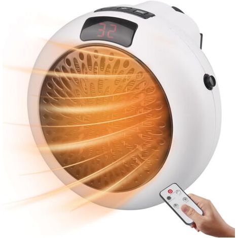 Mini radiateur d'appoint portable, radiateur céramique 900 W à brancher, thermostat réglable, mini radiateur d'appoint électrique en céramique avec télécommande (blanc) (1/5)