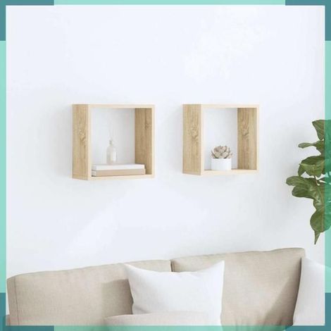Étagère cube murale - 807007 - Chêne sonoma - 30 x 15 x 30 cm - Lot 2 pcs (1/5)