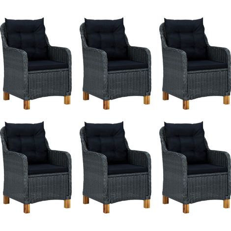 Maison Exclusive - 7-tlg. Garten-Essgruppe mit Auflagen Poly Ratt