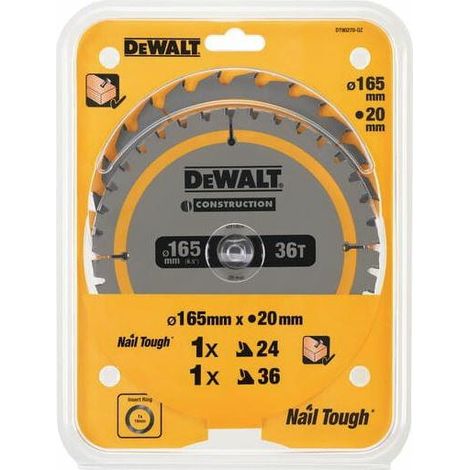 Dewalt DT90270 - Baukreissägeblatt, 2 Stück, 165 x 20 mm x 24T/36T