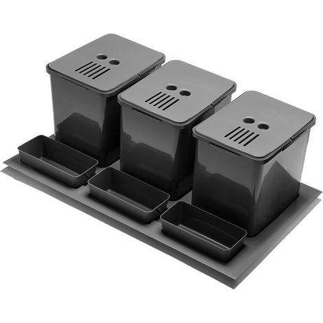 módulo cubo de basura elegans m800. plástico. antracita. 3 contenedores. ancho 740mm. altura 230mm