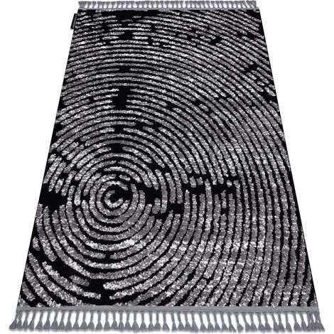 Alfombra MAROC G8499 negro / blanco Franjas Bereber Marroquí Shaggy black 120x170 cm