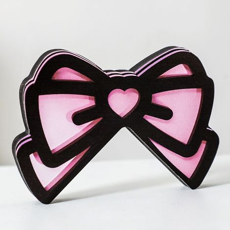 2 Pièces Noeud Papillon Rose Décor 3D Bois pour Écran d'Ordinateur - Décoration Mignonne PC, Idée Cadeau pour Gamer Femme, Bureau et Noël (1/5)