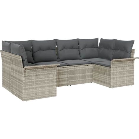 Maison Exclusive - Set Divano da Giardino 6 pcs Grigio chiaro polyrattan