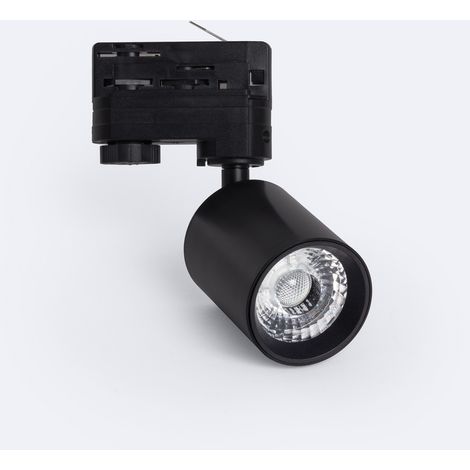 Foco Carril LED Trifásico 10W Regulable Mallet Negro 3000K Blanco Cálido (1/4)