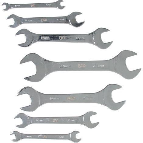 Bgs Technic – Assortiment de 7 clés fourches ultra minces – Dimensions de 6 à 23 mm – Épaisseur 3 mm – Finition chromée pour espaces restreints