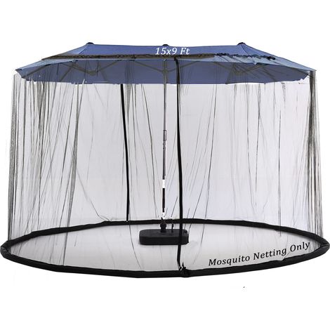 Moustiquaire Double Face de 4,5 m pour Parasol de terrasse et tonnelle de 3 x 3 m (Noir) (ne Contient Pas d'ombrela de tonnelle) (4,6 m, Noir) (1/5)