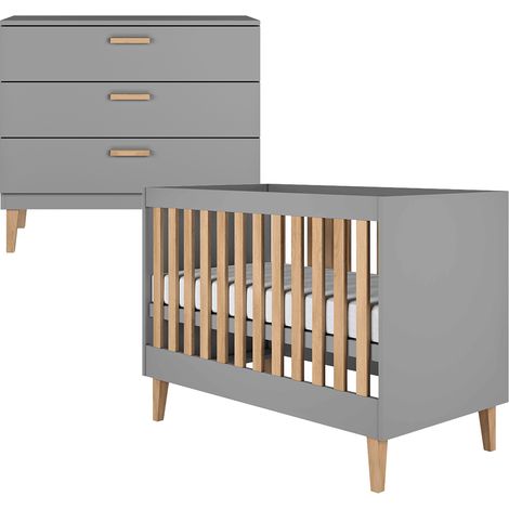 Babybett 60x120 und Kommode Kocot Kids Kubi - Grau
