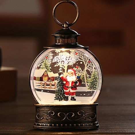 Lanterne de style de noël, bougie électronique, veilleuse, impression couleur plate, décoration de scène, cadeau pour personnes âgées (1/5)