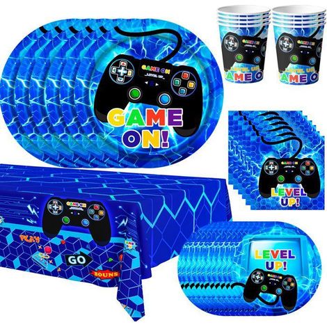 Set di Piatti per Feste Gioco Video Decorazione da Tavola Gioco Video Decorazioni di Compleanno Kit di Piatti per 16 Persone (1/5)